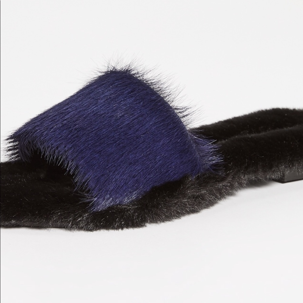 🙂Avec  Moderation Navy Fur & Leather Blue-Bora Bora Comfy Soft 38 🇮🇹 - Picture 6 of 16